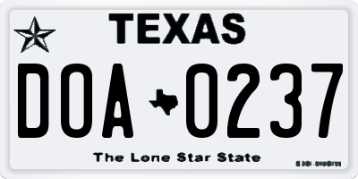 TX license plate DOA0237