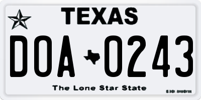 TX license plate DOA0243
