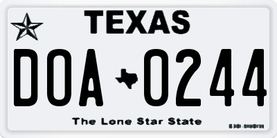 TX license plate DOA0244
