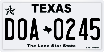 TX license plate DOA0245