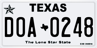 TX license plate DOA0248