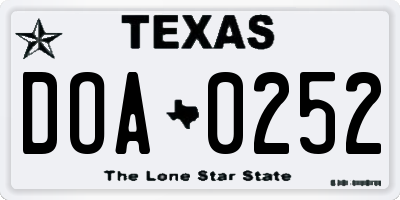TX license plate DOA0252