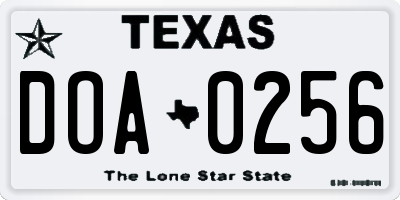 TX license plate DOA0256