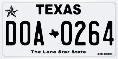 TX license plate DOA0264