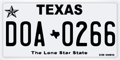 TX license plate DOA0266