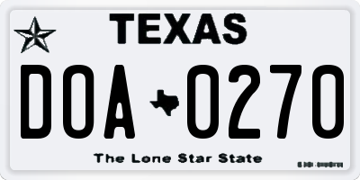 TX license plate DOA0270