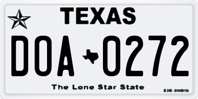 TX license plate DOA0272