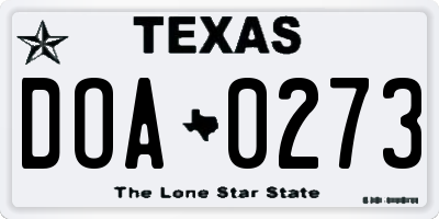TX license plate DOA0273