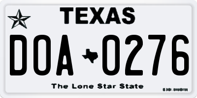 TX license plate DOA0276