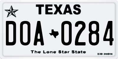 TX license plate DOA0284