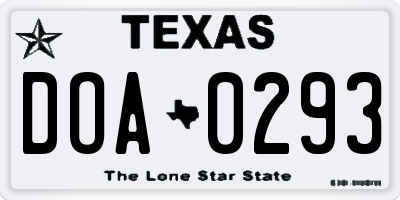TX license plate DOA0293
