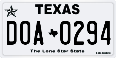 TX license plate DOA0294