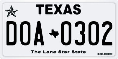 TX license plate DOA0302