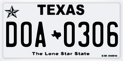 TX license plate DOA0306