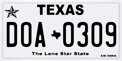 TX license plate DOA0309