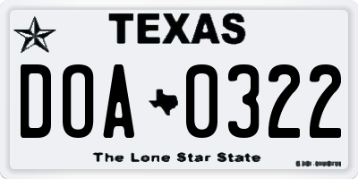 TX license plate DOA0322