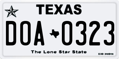 TX license plate DOA0323