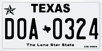 TX license plate DOA0324