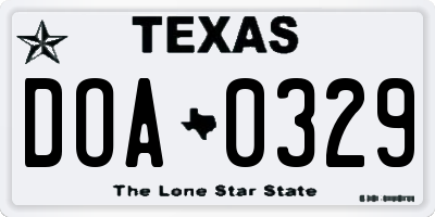 TX license plate DOA0329