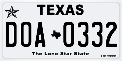 TX license plate DOA0332