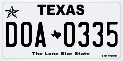 TX license plate DOA0335