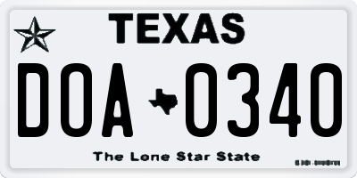 TX license plate DOA0340