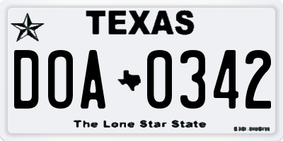 TX license plate DOA0342