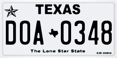 TX license plate DOA0348
