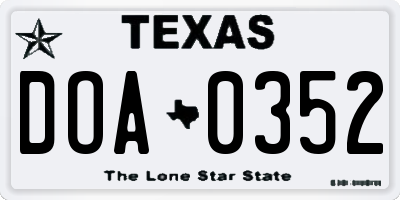 TX license plate DOA0352