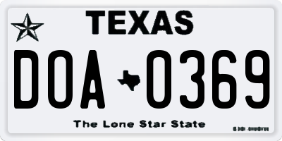 TX license plate DOA0369