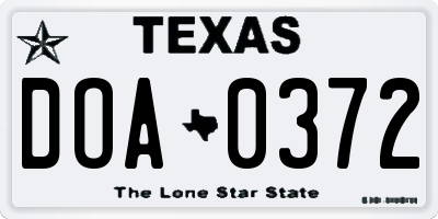 TX license plate DOA0372