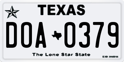 TX license plate DOA0379