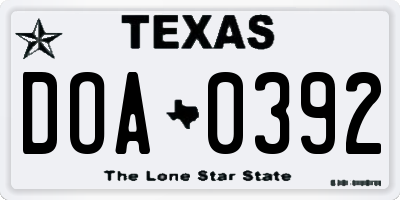 TX license plate DOA0392