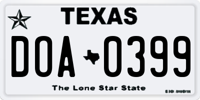 TX license plate DOA0399