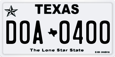 TX license plate DOA0400