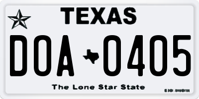 TX license plate DOA0405