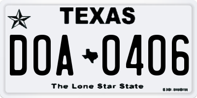 TX license plate DOA0406