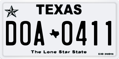 TX license plate DOA0411