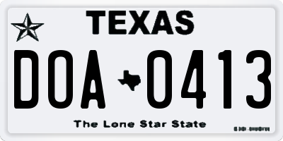 TX license plate DOA0413