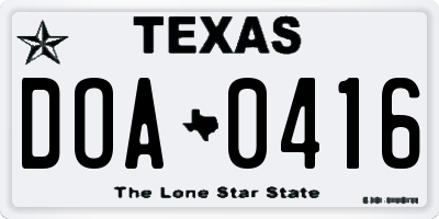 TX license plate DOA0416