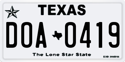 TX license plate DOA0419