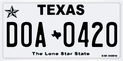 TX license plate DOA0420