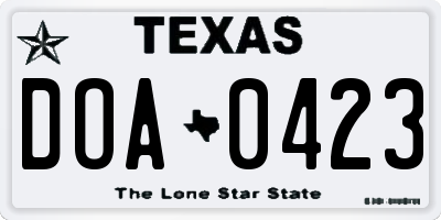 TX license plate DOA0423