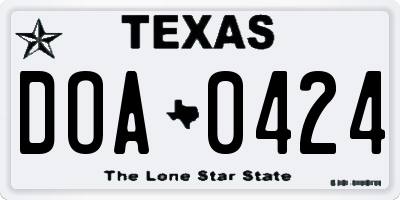 TX license plate DOA0424