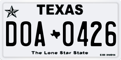 TX license plate DOA0426