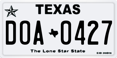 TX license plate DOA0427