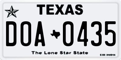 TX license plate DOA0435
