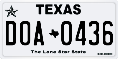 TX license plate DOA0436