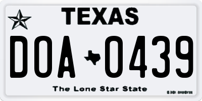 TX license plate DOA0439
