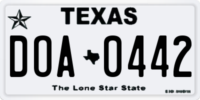 TX license plate DOA0442